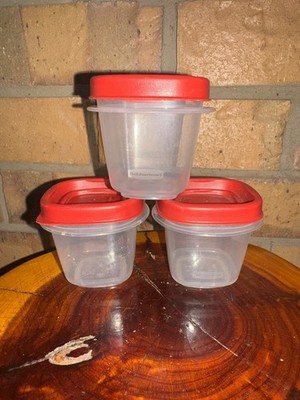 Rubbermaid Easy Find Sheer 4 oz Food Container 7J53  Red Lid Lot Of 3