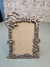 MOM Pewter Picture Frame Mother Flower Sunshine 6" x 4.5" - 3.5" X 5" Photo