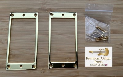 2 Stück Gitarre Humbucker Tonabnehmer Ringe Rahmen 0095G Gold Metall Premium Gitarrenteile