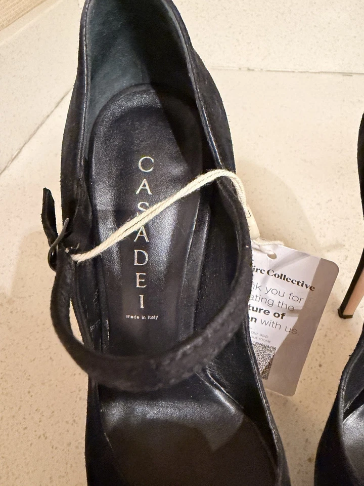 Zapatos de salón Casadei de tacón alto para mujer talla 8 gamuza negra Foto 4 de 4