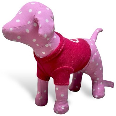 Victoria's Secret Pink Plush Puppy Dog w/ Polka Dots And Red Peace Love Sweater