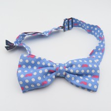 Vineyard Vines Bow Tie Blue White Polka Dot Whale 2.25" Wide Pre Tied Silk Youth