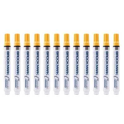 12 Pc Yellow Brockmark Classic Industrial Paint Marker Pen Auto Construction Art