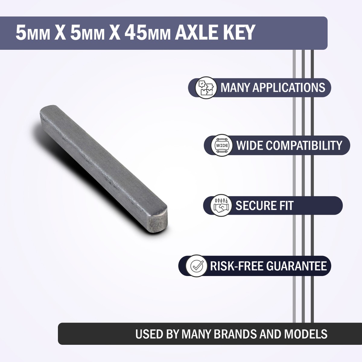 5 mm x 5 mm x 45 mm Axle Key for Coleman CK100, SK100, BT200X, MM