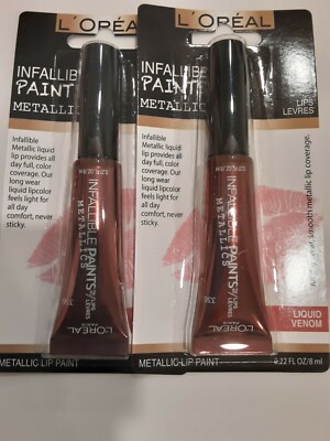 L'oreal Infallible Metallics Lip Paint LIQUID VENOM  (LOT OF 2)