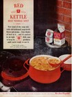 Vintage advertising print Campbell'S Beef dry Soup Noodles Mix Red Kettle 1962