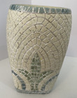 Croscill  TORINO Ceramic Tumbler Glass Bathroom White Blue Mosaic 4.5"