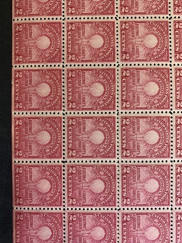US #654 2c Edison's Frist Lamp. Full Sheet of 100 Perf 11, MNH VF (BCV $240) - Picture 9 of 12