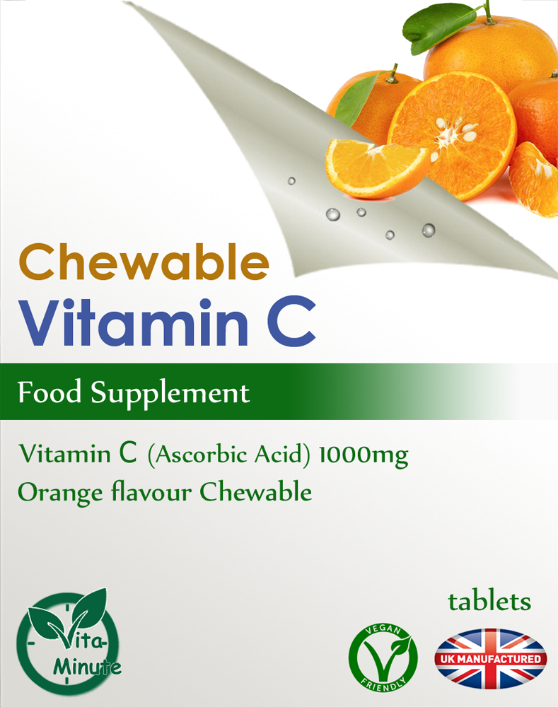High Strength Vitamin C 1000mg Chewable Tablets, Orange Flavour