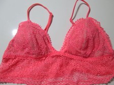 Victoria Secret Bra Size XS Pink Wireless Lined Adjustable Straps Pullover Lace