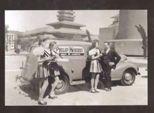 REAL PHOTO PHILIP MORRIS CIGARETTE SALESMAN SEDAN DELIVERY TRUCK POSTCARD COPY