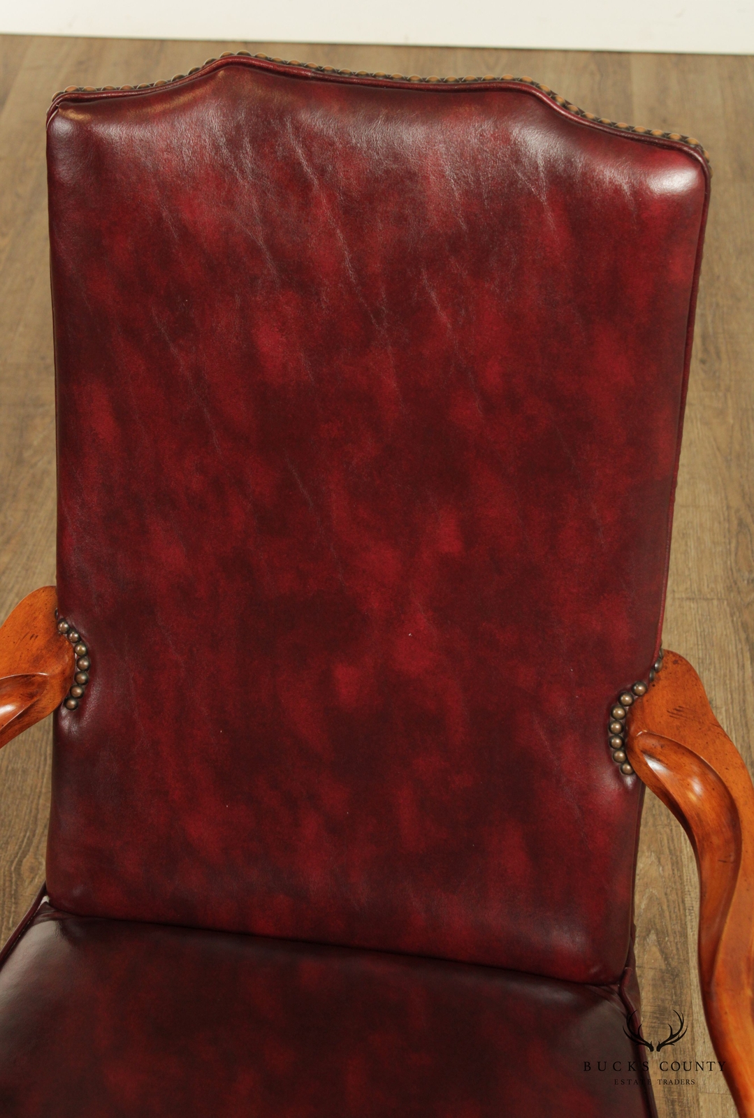 Queen Anne Style Pair of Leather Armchairs eBay