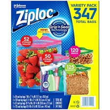 Ziploc Variety Bags Most Sizes (347 Variety Pack.)