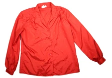 VINTAGE WOMEN'S RED GEOMETRIC PRINT LONG SLEEVE BUTTON-UP BLOUSE LAURA MAE - 14