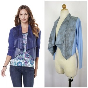 2 PACK Faux Snake Cardigan G By Giuliana Light Blue Navy Blue S/XS