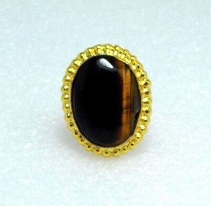 Authentic Tiger's Eye Rings Gold Plated Handmade Rare Glitter Gemstone Jewelry Ring Size-5