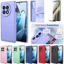 For OnePlus 13 Shockproof Soft Liquid Silicone TPU Back Case Tempered Glass