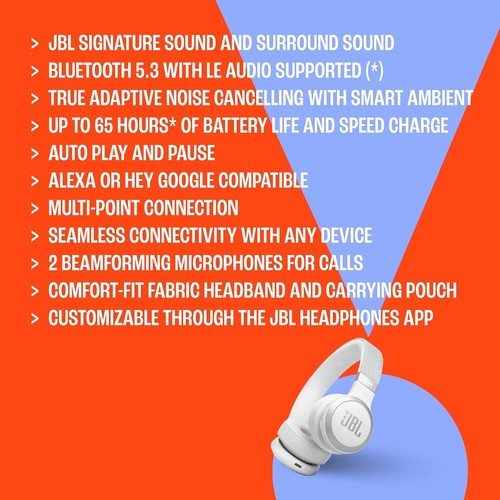 JBL by Harman Live 675NC Wireless True Adaptive Noise Cancelling Headphones - Picture 15 of 17