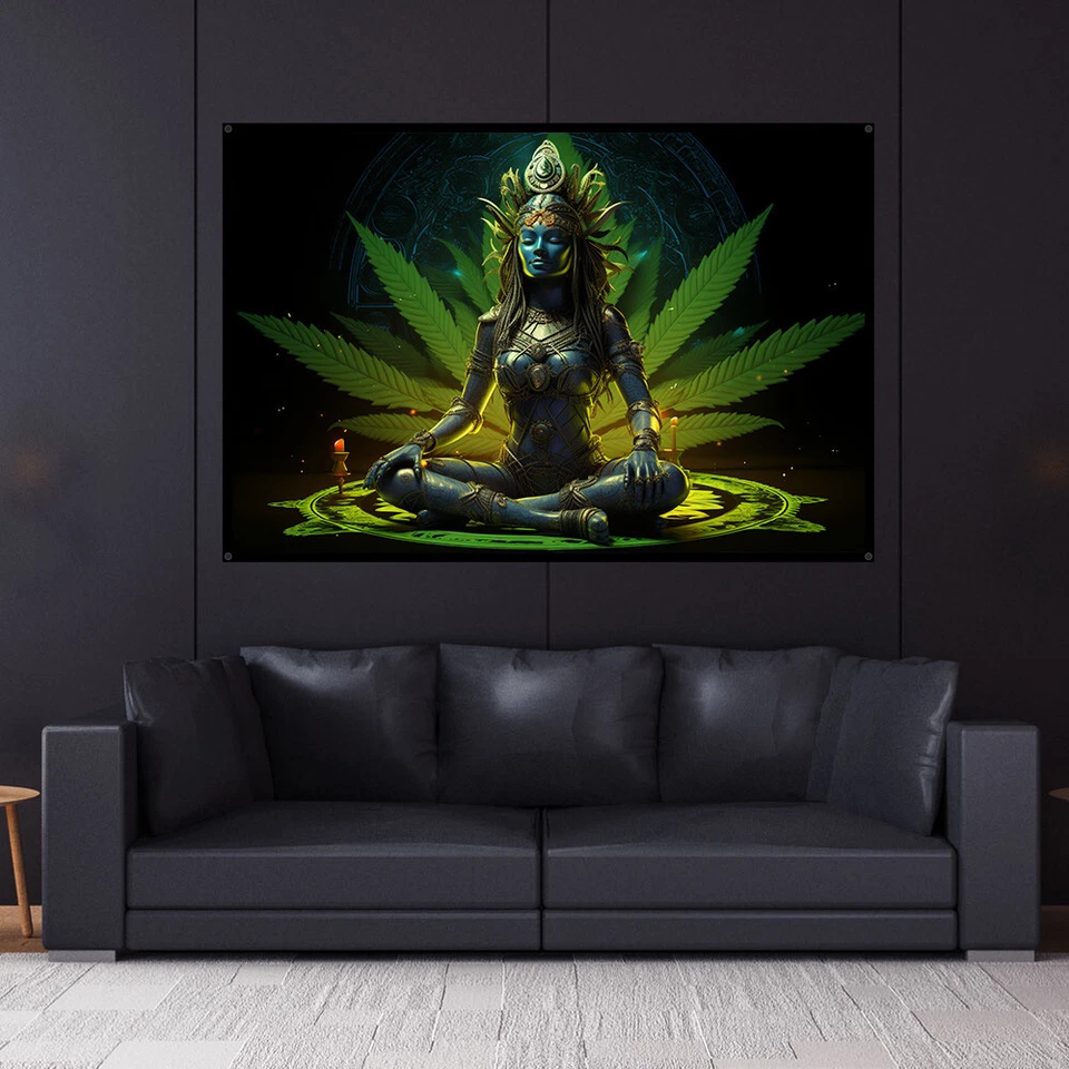 Tapiz UV God Shiva, reactivo a la luz negra, colgante de pared psicodélico, arte DMT Foto 2 de 4