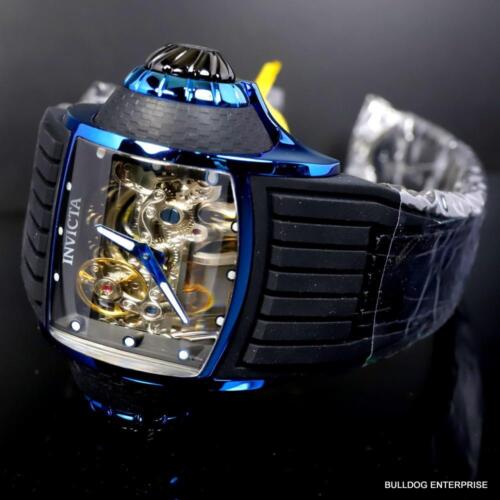 Invicta Vintage Ghost Bridge Automatic Skeletonized Blue Clear 68mm Watch New - Afbeelding 1 van 12