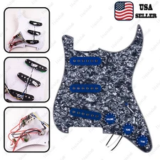 Prewired-Loaded SSS Pickguard Alnico V Pickups For Strat Gray Pearl&DBlue