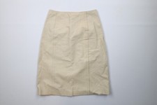 Vintage 70s Streetwear Womens Size 26 Distressed Leather Skirt Cream USA