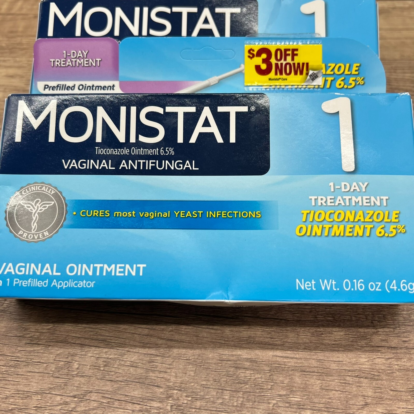 3 Pack Monistat 1 Day Yeast Infection Treatment Tioconazole Ointment Applicator