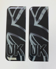 Domed Black & Grey Waving Union Jack UK Vehicle Number Plate Stickers GLOSS GEL
