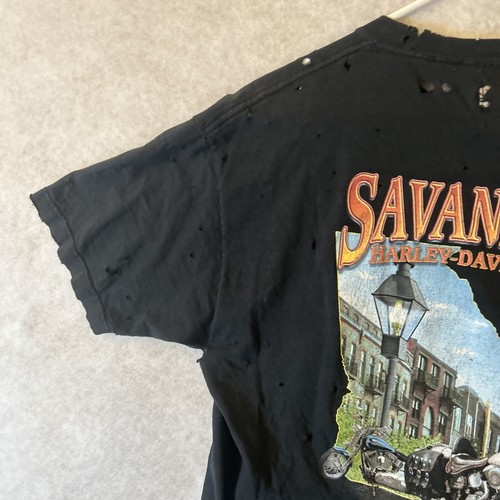 T-shirt Harley Davidson Furst of A Kind da uomo grande nera manica corta distrutta - Foto 10 di 14