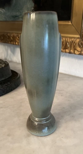 Frankoma Prairie Green Vintage Vase #43 Torpedo Crocus Mid Century 8 1/4" tall
