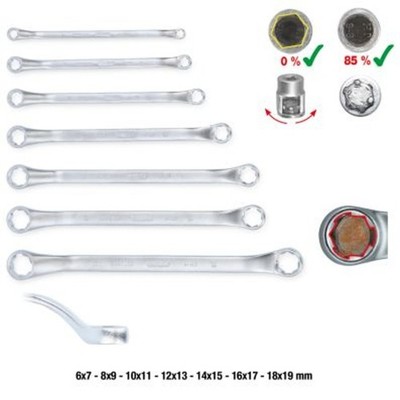 KS TOOLS Doppel-Ringschlüsselsatz 517.1555 Chrom-Vanadium-Stahl ''Rescue Power''