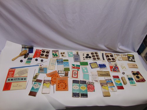 big lot of vintage Sewing accessories Bias Tape Singer Needles Large Buttons