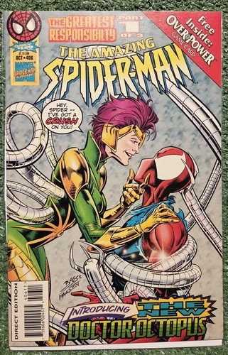 AMAZING SPIDER-MAN #406 KEY ISSUE 🔑 1ST FEMALE DOC OCK - OVERPOWER CARD INTACT