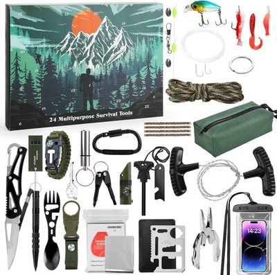 Survival Kit Advent Calendar for Men 2025-24 Days Survival Tools Advent Calendar