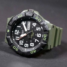 Casio analog watch big face khaki military model used