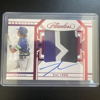 2024 Panini Flawless Zac Veen Prospect Patch Hard Auto Ruby /20 Colorado Rockies