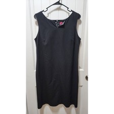 212 Collection Black Tie Boatneck Sheath Dress Women's Size 16 Black Sleeveless