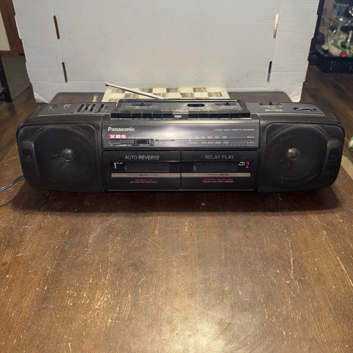 Panasonic RX-FT550 XBS Bass Boombox Dual Cassette Recorder Radio