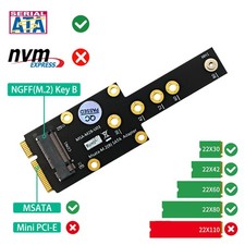 New Version M.2 Key B SSD to Mini PCI-E Adapter