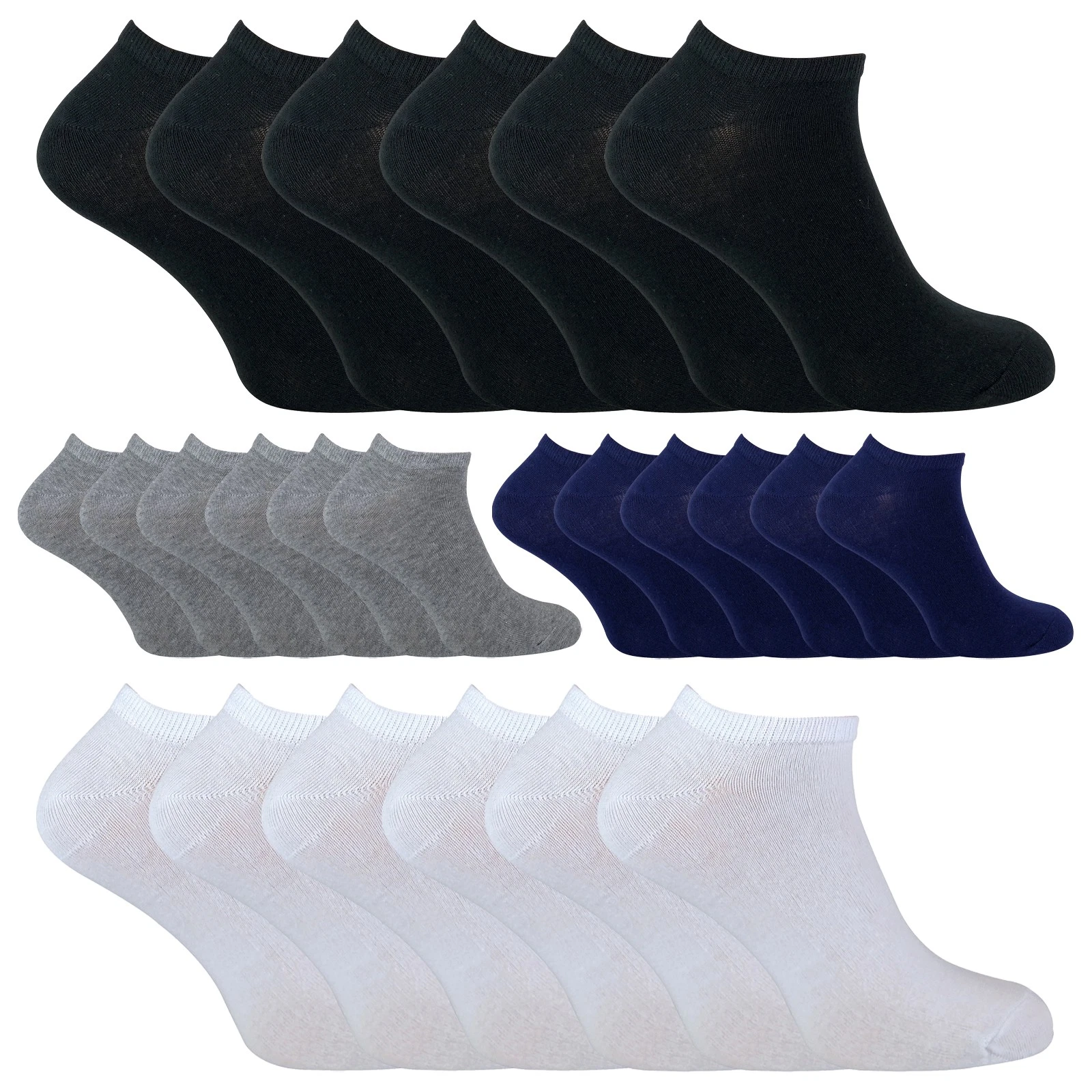 Mens Sneaker Socks by Sock Snob 6 Multi Pack Plain Socks 2 Size