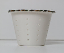 Vintage Porzellan Teesieb – durchlöchert – Blumendekor Rand – Rarität