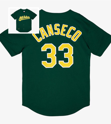Men's Athletics #33 Canseco Green 1997 All Stitched Jersey Sz S-6XL