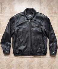 Planet Hollywood Orlando Black Leather Jacket Mens XL Full Zip Embroidered Logo