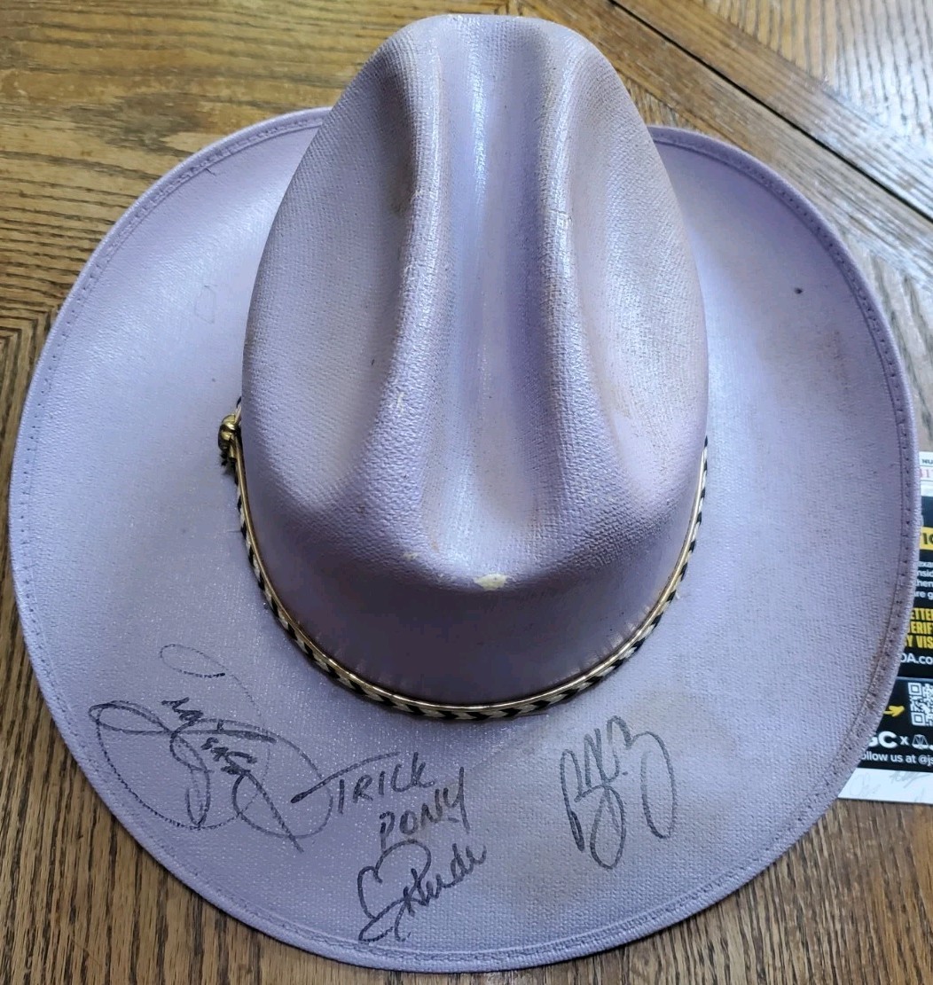 Cappello da cowboy firmato autografato Trick Pony Band firmato da 3 musica country JSA