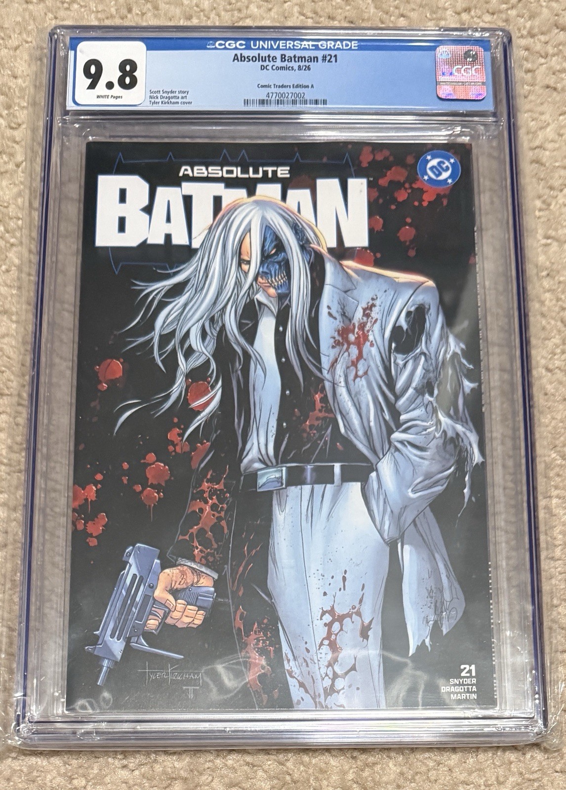 Absolute BATMAN #21 CGC 9.8 Battle Damage Two-Face Tyler Kirkham Variant