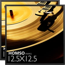 12.5X12.5 Record Frame in Black, Metal Vinyl Record Album Frame 2Packs, Display
