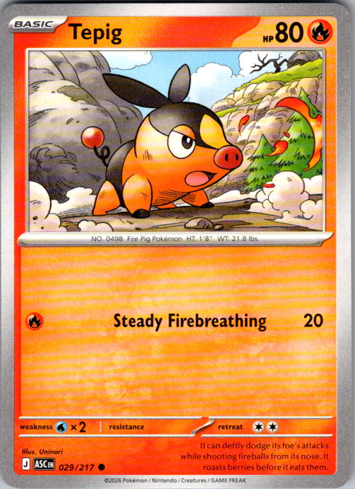 Tepig Common ME: Ascended Heroes 029/217 NM AH-FC06