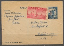 POLAND-1946 PC TO USA-BUFFALO,-USED