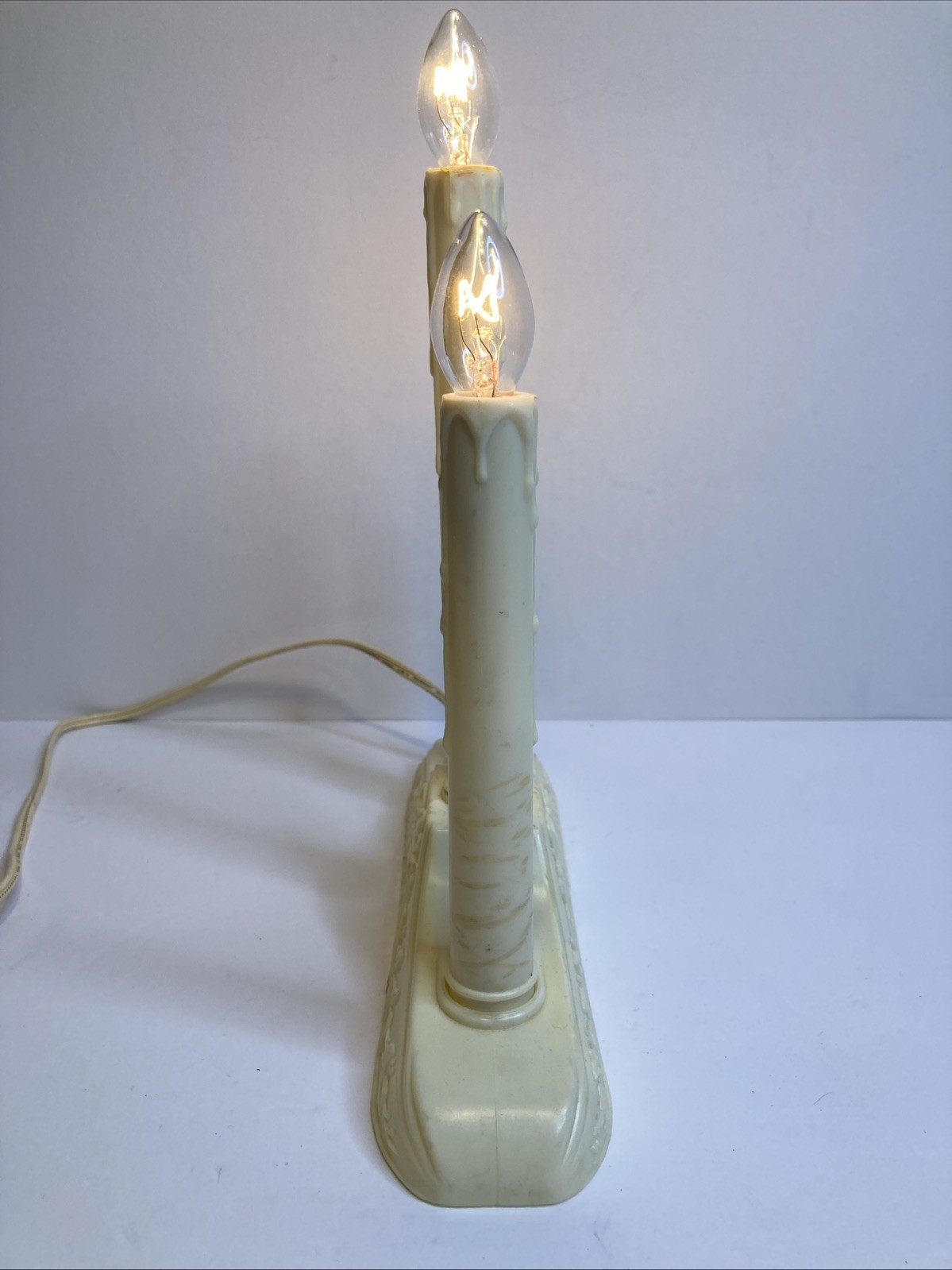 Vintage Candelabra 3 Light Window Electric Candolier  Plastic Drip Christmas