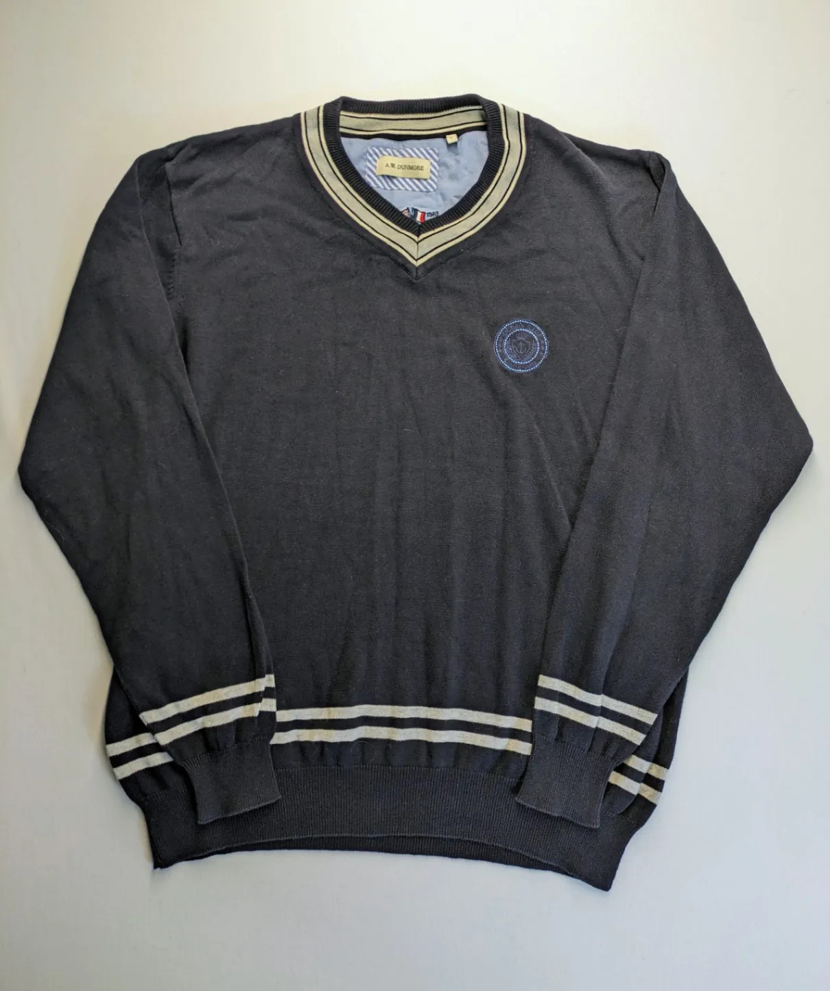 A.W. Dunmore Herren Pullover Sweater L Blau V-Ausschnitt Langarm 2368 image 2